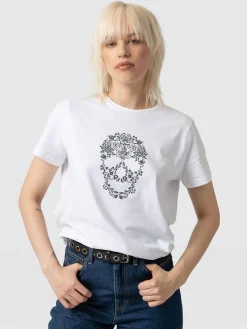 Boyfriend Tee - White Skull