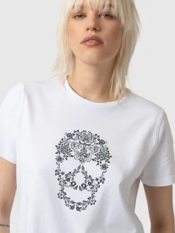 Boyfriend Tee - White Skull