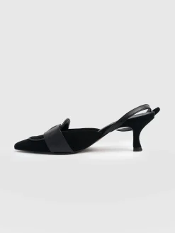 Bridget Sling Back Heels - Black