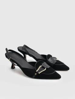 Bridget Sling Back Heels - Black