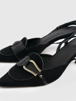 Bridget Sling Back Heels - Black