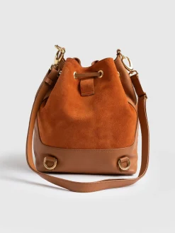 Brompton Bucket Bag - Brown Suede Pebble
