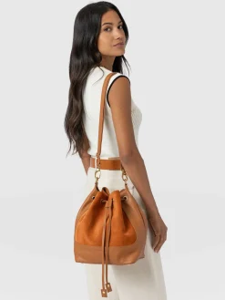 Brompton Bucket Bag - Brown Suede Pebble
