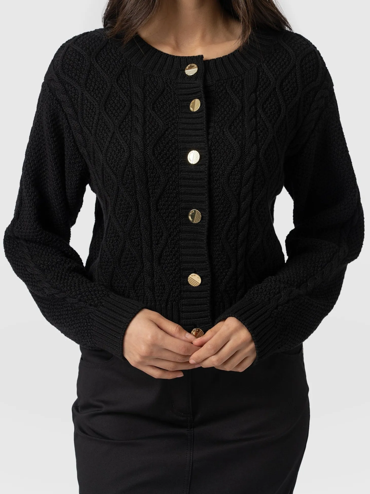Bronte Cable Cardigan - Black