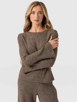 Callie Fluted Tee - Beige