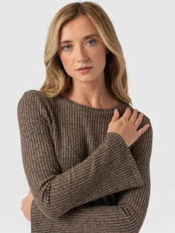 Callie Fluted Tee - Beige