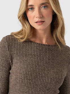 Callie Fluted Tee - Beige