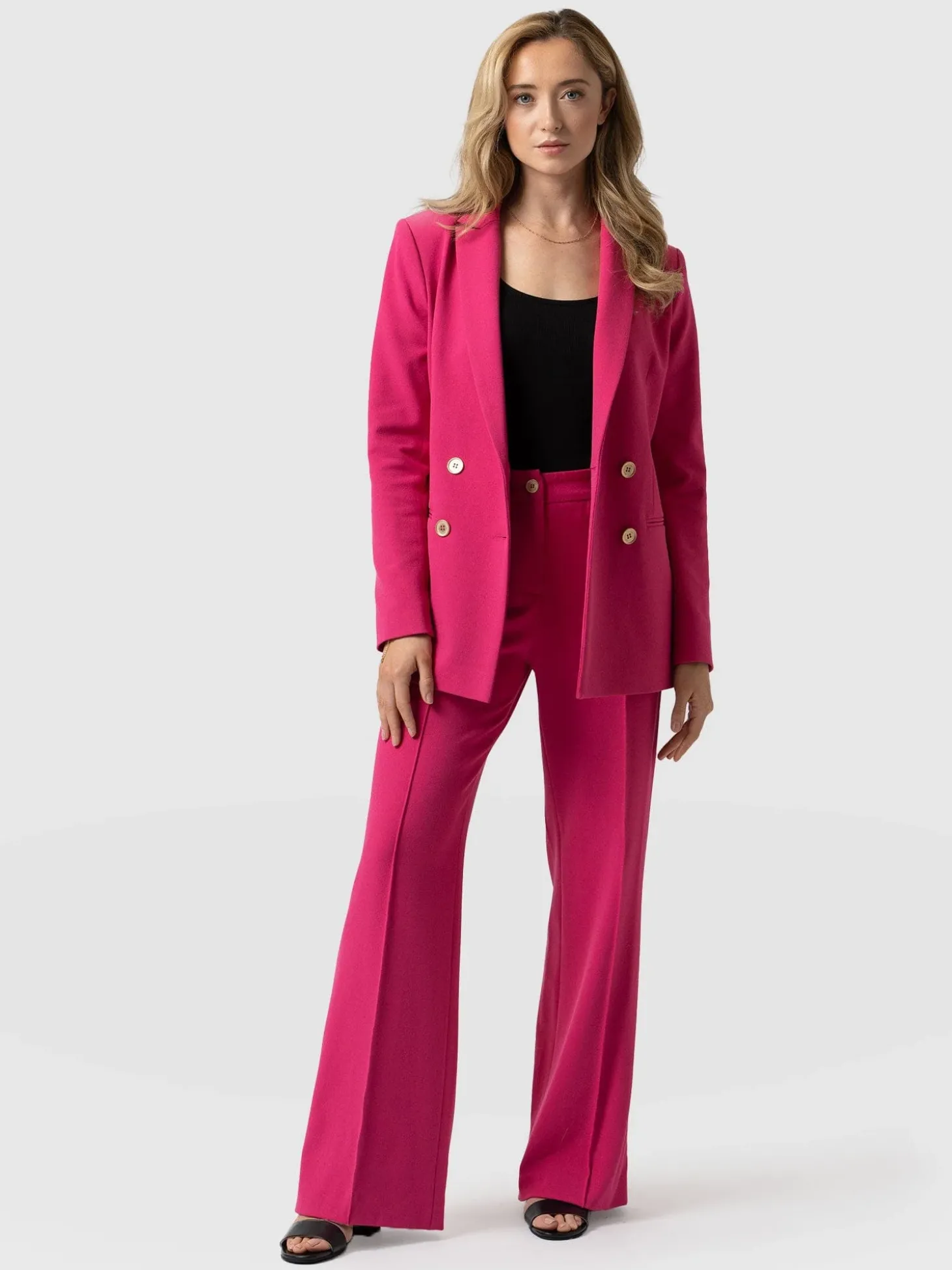 Cambridge Tailored Wide Leg Pant - Hot Pink