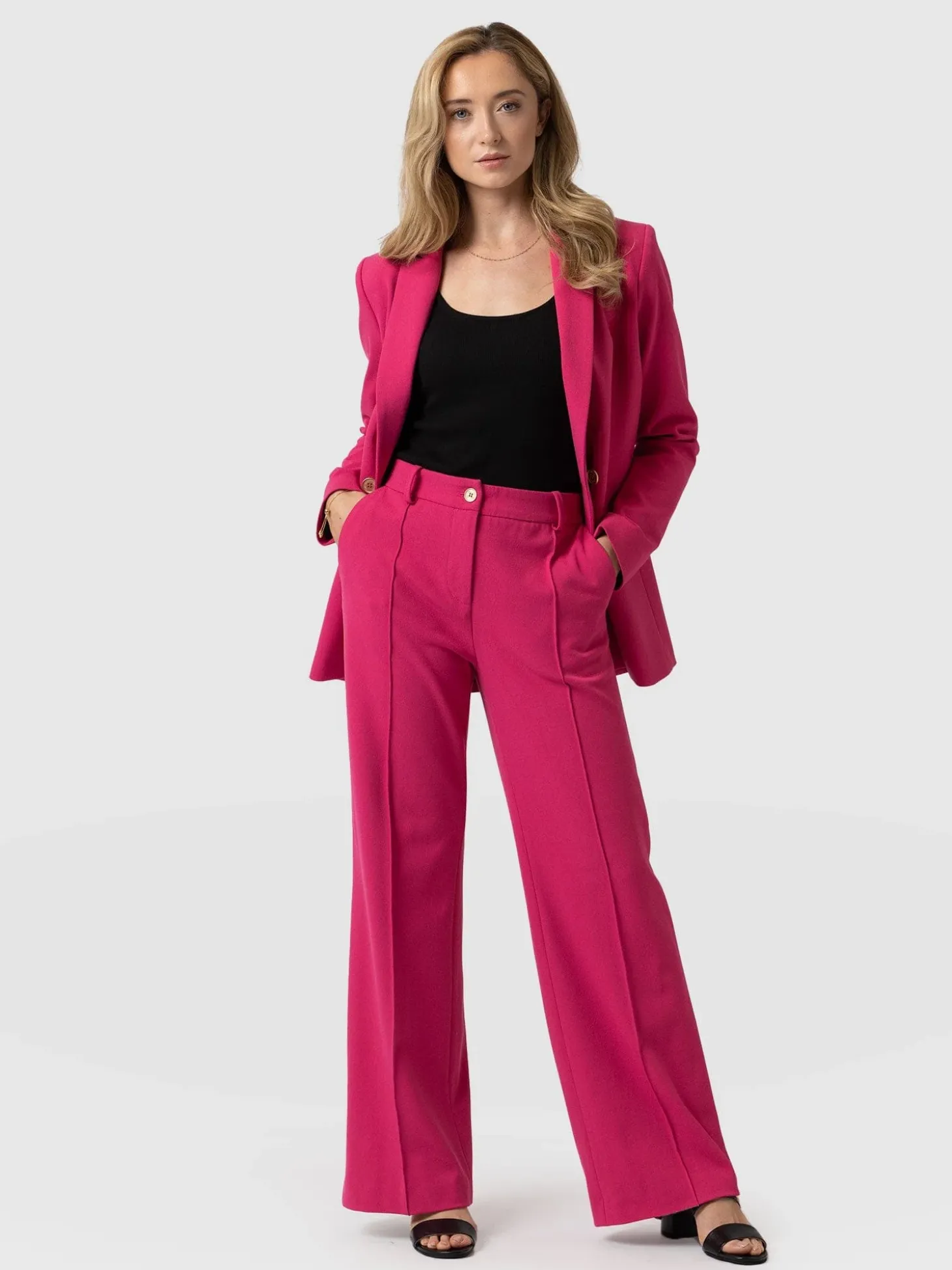 Cambridge Tailored Wide Leg Pant - Hot Pink