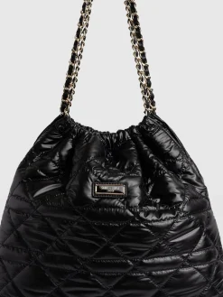 Camilla Drawstring Tote Bag - Black