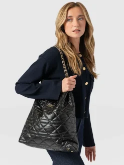 Camilla Drawstring Tote Bag - Black