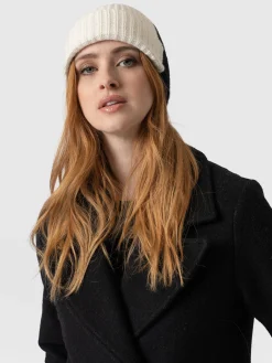 Cashmere Beanie - Cream/Black