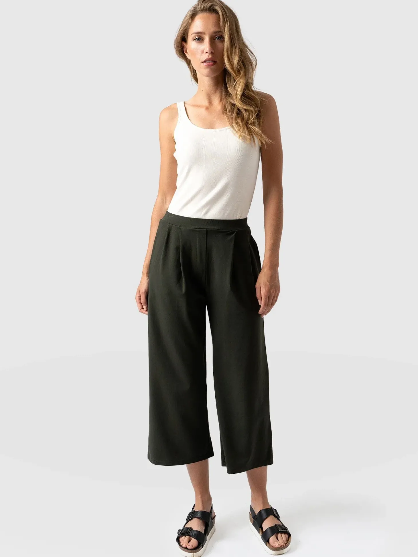 City Culotte - Khaki Pleats