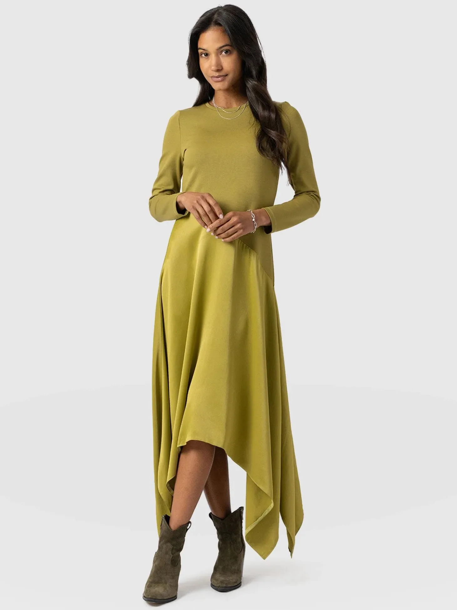 Cleo Asymmetric Dress - Olive