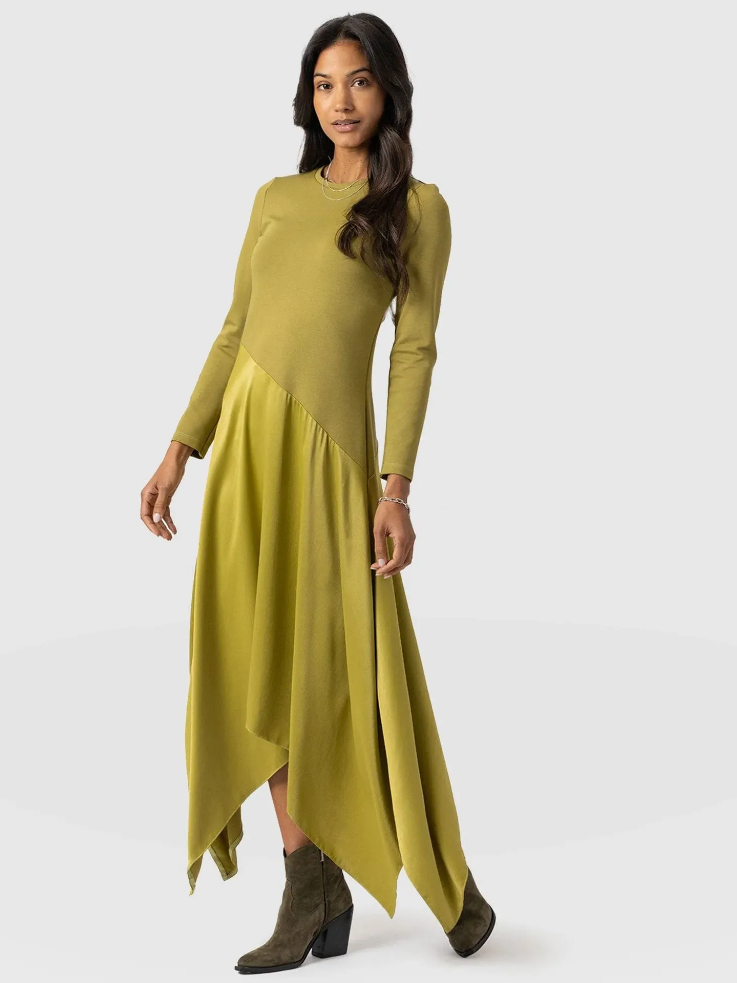 Cleo Asymmetric Dress - Olive