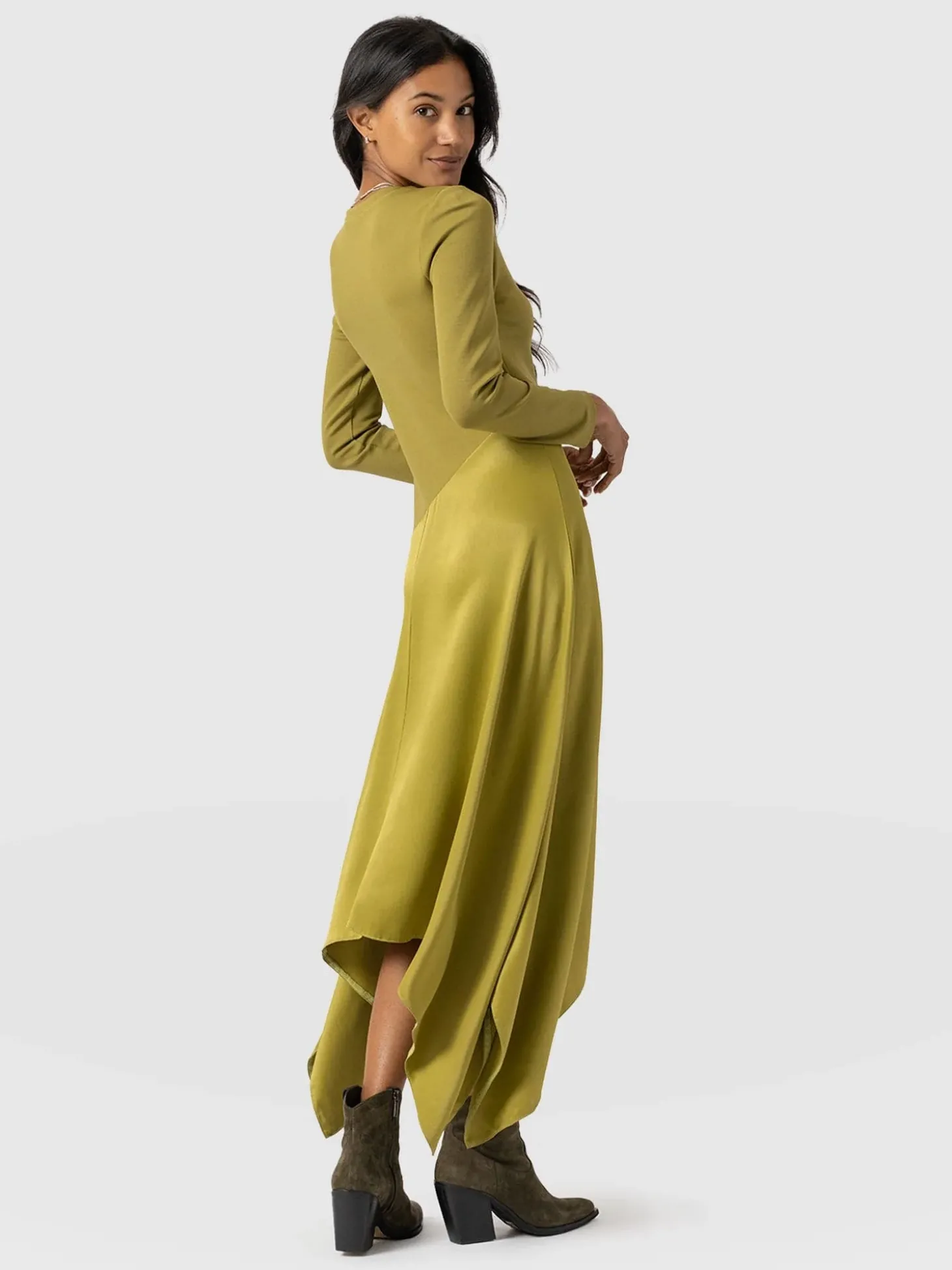Cleo Asymmetric Dress - Olive