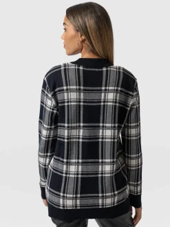 College Cardigan - Navy/ Cream Check