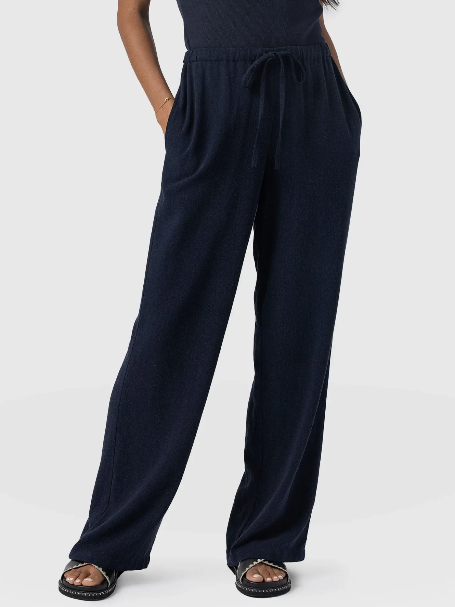 Corinne Linen Pant - Navy
