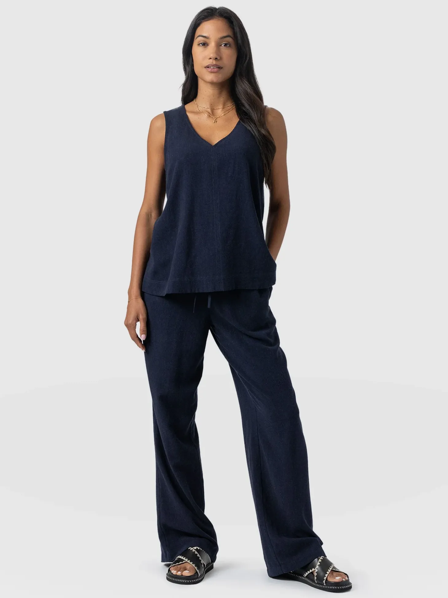 Corinne Linen Pant - Navy