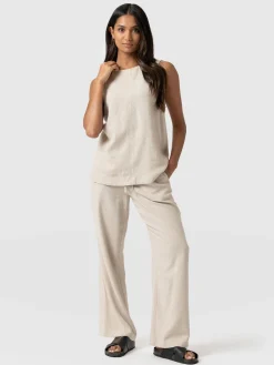 Corinne Linen Pant - Oatmeal