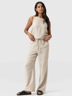 Corinne Linen Pant - Oatmeal