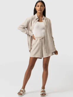 Corinne Linen Short - Oatmeal