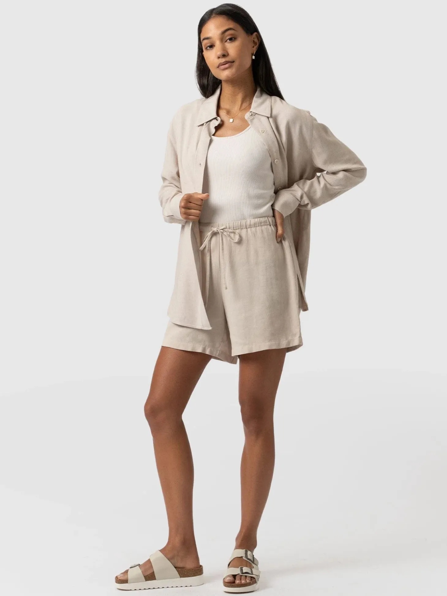 Corinne Linen Short - Oatmeal