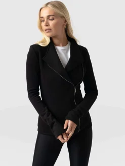 Cotton Biker Jacket - Black