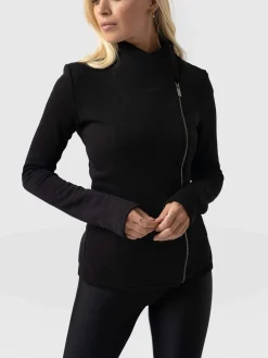 Cotton Biker Jacket - Black