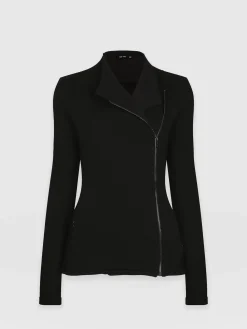 Cotton Biker Jacket - Black