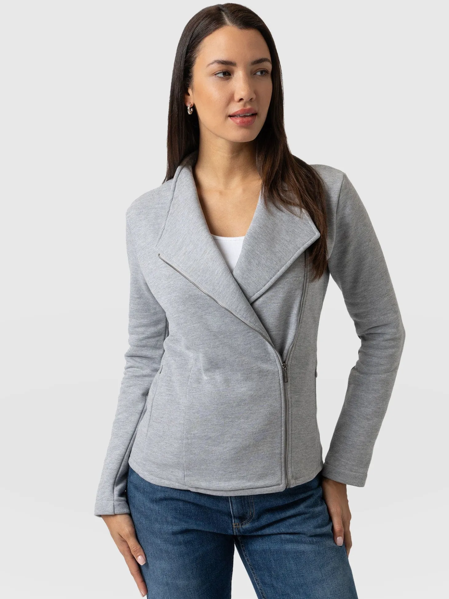Cotton Biker Jacket - Grey