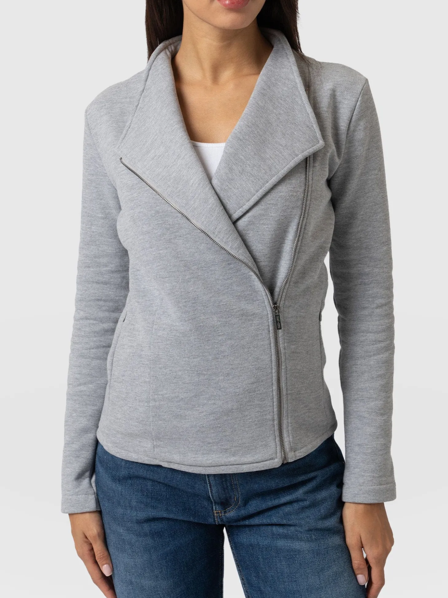 Cotton Biker Jacket - Grey