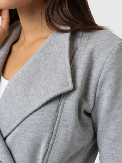 Cotton Biker Jacket - Grey