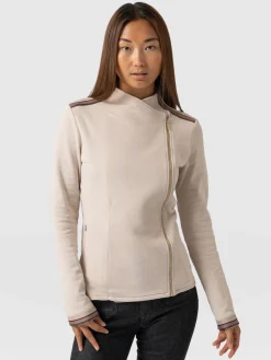 Cotton Biker Jacket - Light Beige - Gold Lurex Stripe