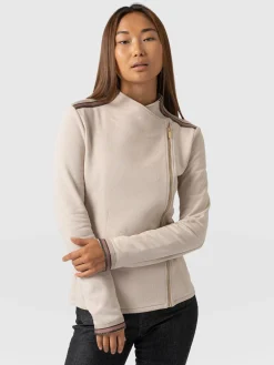 Cotton Biker Jacket - Light Beige - Gold Lurex Stripe