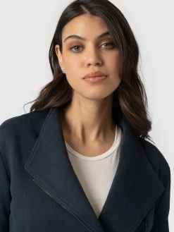 Cotton Biker Jacket - Navy