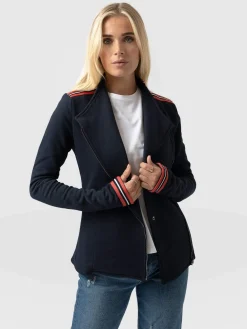 Cotton Biker Jacket - Navy Stripe