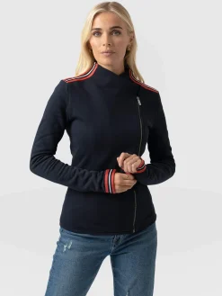 Cotton Biker Jacket - Navy Stripe