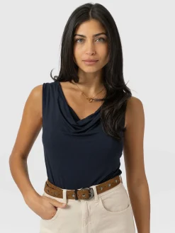 Cowl Neck Cami - Navy