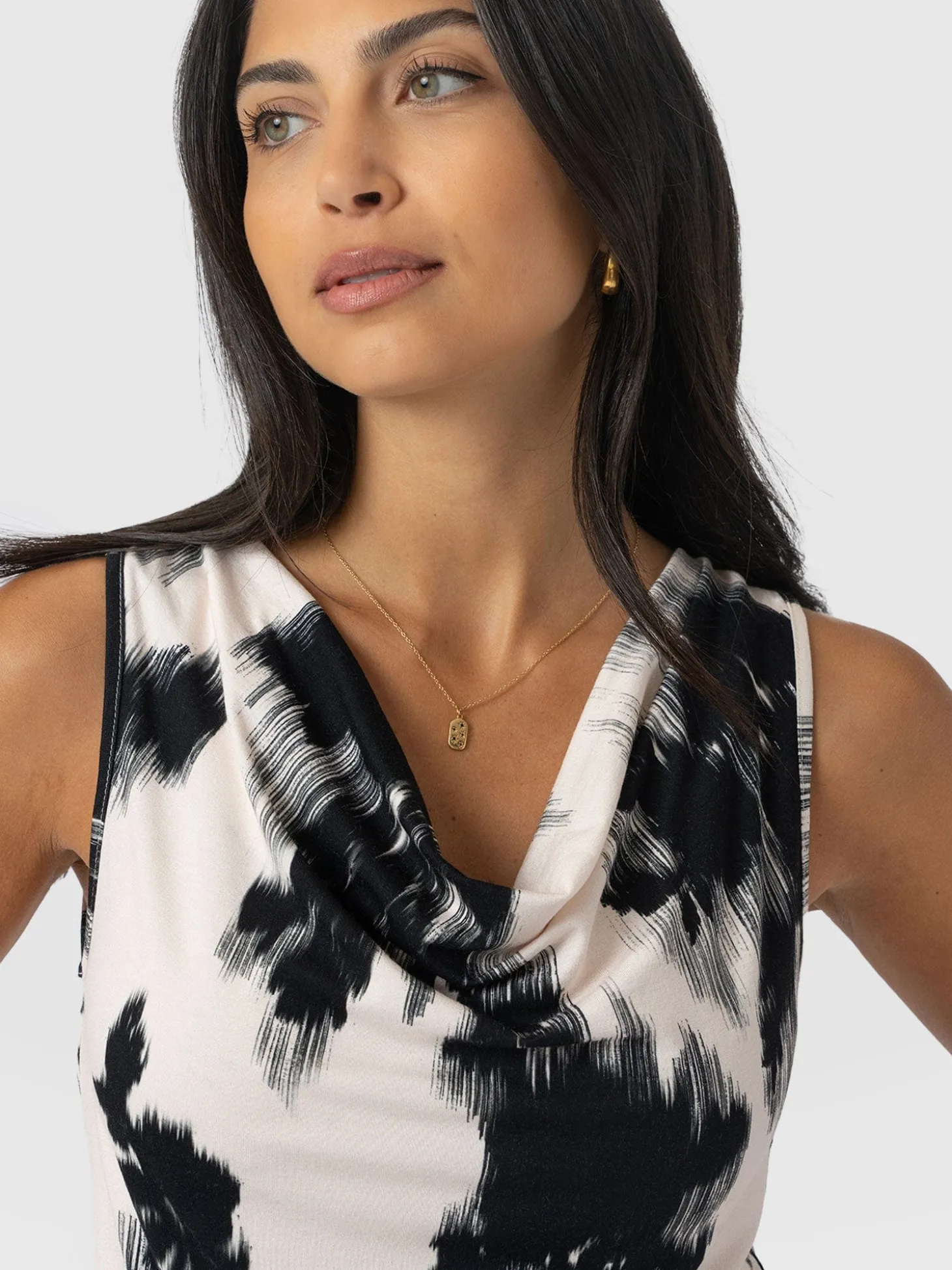 Cowl Neck Cami - White Fade Floral