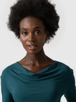 Cowl Neck Tee Long Sleeve - Deep Green