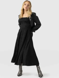 Darcey Flared Dress - Black Jacquard