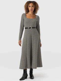 Darcey Flared Dress - Cream Lurex