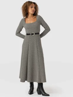 Darcey Flared Dress - Cream Lurex