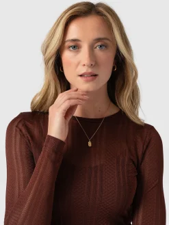 Demi Lace Long Sleeve Tee - Maroon