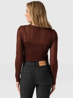 Demi Lace Long Sleeve Tee - Maroon
