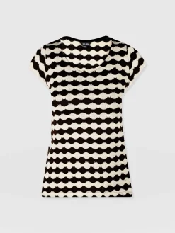 Elise Scoop Neck Tee - Black/Cream