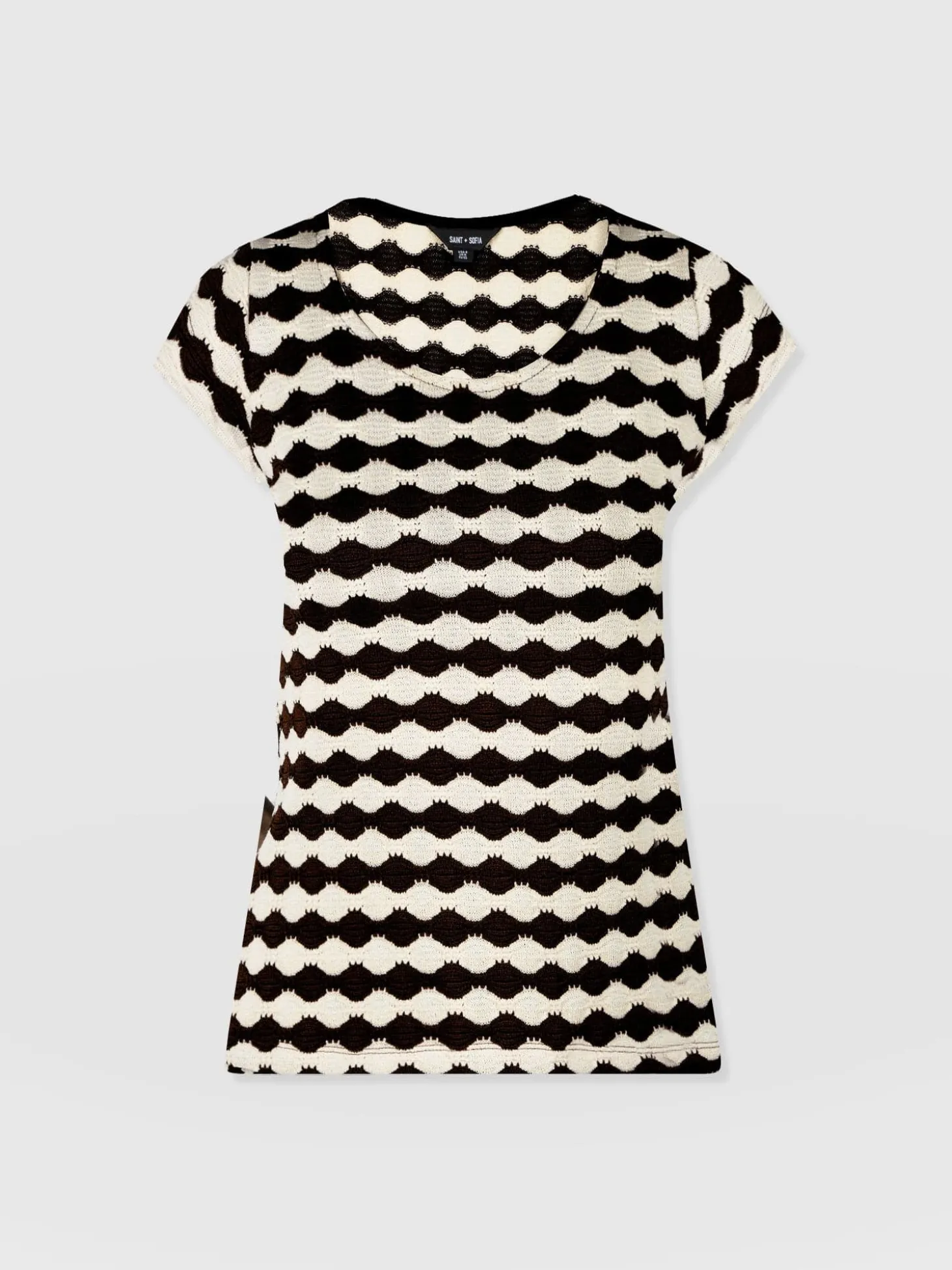 Elise Scoop Neck Tee - Black/Cream