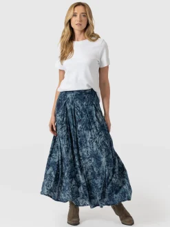 Eliza Pleated Skirt - Blue Marble