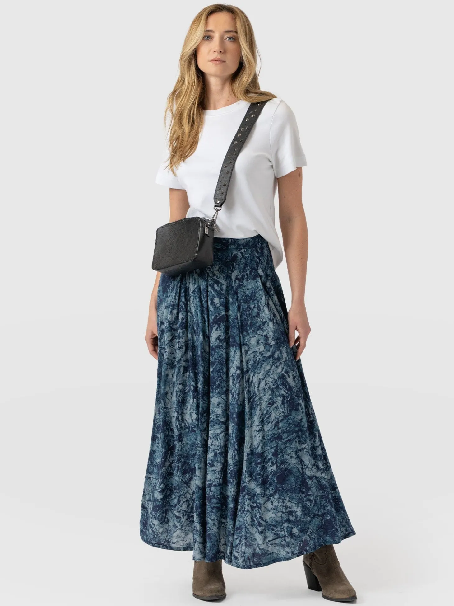Eliza Pleated Skirt - Blue Marble